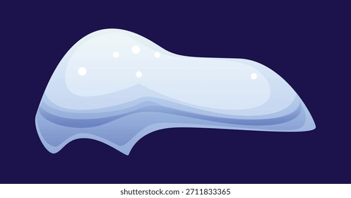 Winter snow window snowdrift ice cap with a rounded snowy drift forming a soft frozen pile. Cartoon vector snowcap, clean holiday rooftop frame shows layered white and blue frost, cold isolated border