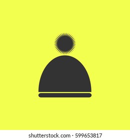 Winter snowboard cap icon flat. Black pictogram on white background. Vector illustration symbol and bonus button