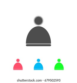 Winter snowboard cap icon flat. Color pictogram on white background. Vector illustration symbol and bonus icons