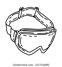 Winter Snowboarding Goggles for Women Part of Winter Accessories and Activities Hand Drawn Icon Set Vector.