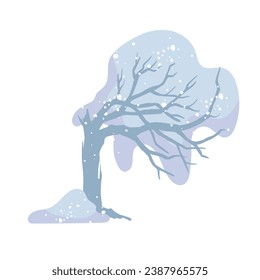Winter snow-covered tree. Seasonal elements for decoration and landscapes. Vector graphics.