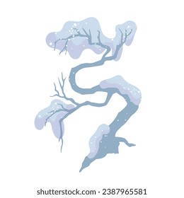 Winter snow-covered tree. Seasonal elements for decoration and landscapes. Vector graphics.