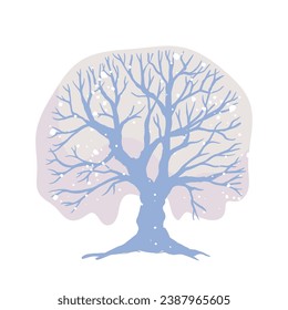 Árbol cubierto de nieve en invierno. Elementos de temporada para la decoración y paisajes. Gráficos vectoriales.