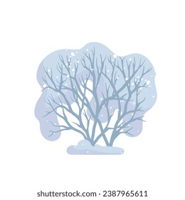 Winter snow-covered tree. Seasonal elements for decoration and landscapes. Vector graphics.
