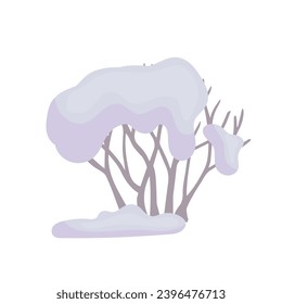Winter snow-covered tree. Seasonal elements for decoration and landscapes. Vector graphics.	