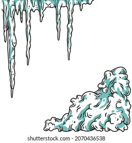 Winterschneefahrer und Eisräder für Design. Schneedesign-Set für fröhliche Weihnachtsfeiertage oder neues Jahr