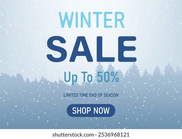 Winter with snowfall background discount offer design illustration vector EPS10