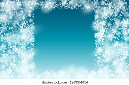 Winter Snowfall Background. Happy Winter Holiday Illustration Template. Realistic Falling Snow Background. Fantasy  Snowstorm Illustration Design.