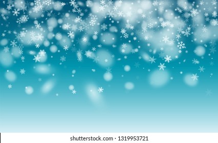 Winter Snowfall Background. Holiday Illustration for Happy New Year Card. Glitter White Snow Background. Fantasy  Snowstorm Illustration Design.