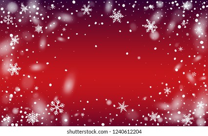 Winter Snowfall Background. Illustration for Winter Holiday Greetings. Background with Flying Snowflakes. Magic Blizzard Illustration Design.