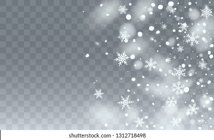 Winter Snowfall Background. Illustration for Winter Holiday Greetings. Glitter White Snow Background. Magic Blizzard Illustration Design.