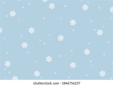 fondo de nieve de invierno con copos de nieve azul y blanco.