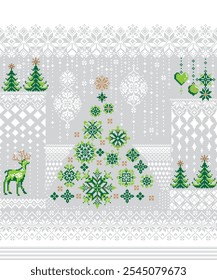 Winter Snowfall, christmas tree, christmas decoration geometric design