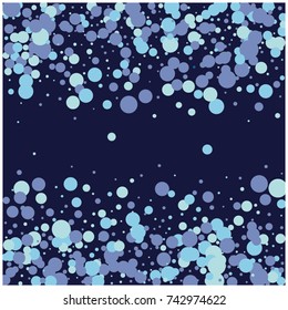 Winter Snowfall Confetti. White Falling Snow Winter Background. Christmas, New Year Holidays Festive Border. White Winter Snowfall Confetti Texture on Blue. Jolly Banner, Cool Falling Background.