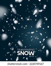 Winter snowfall. Falling realistic fluffy white flakes of snow.Vector illustration