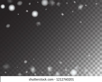 Winter Snowfall Ice Texture Vector Transparent Background. Isolated Realistic Snow Confetti Snowflake Scatter Falling Down. Gray Scale Realistic Winter Snowfall Border, Christmas New Year Ad Pattern