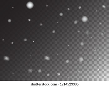 Winter Snowfall Ice Texture Vector Transparent Background. Isolated Realistic Snow Confetti Falling Down, Cold Night Scatter. Gray Scale Realistic Winter Snowfall Border, Christmas New Year Ad Pattern