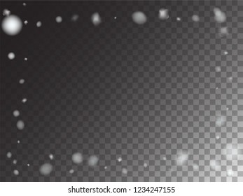 Winter Snowfall Ice Texture Vector Transparent Background. Isolated Realistic Snow Confetti Snowflake Scatter Falling Down. Textured Realistic Snow Confetti, Christmas, New Year Decoration Element