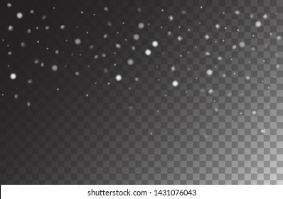 Winter Snowfall Ice Texture Vector Transparent Background. Isolated Realistic Snow Confetti Falling Down, Cold Night Scatter. Gray Scale Funky Realistic Snow Confetti, Christmas, New Year Decoration