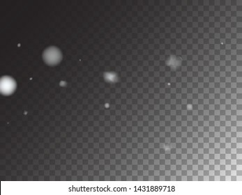 Winter Snowfall Ice Texture Vector Transparent Background. Realistic Snow Confetti Isolated Snowflake Scatter Falling Down. Christmas New Year Ad Pattern, Gray Scale Realistic Winter Snowfall Border