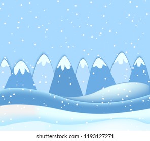 Winter. Snowfall. Mountain landscape. Winter holidays background.
