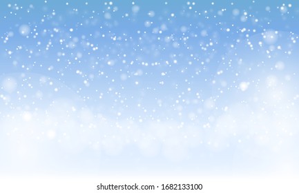 Winter snowfall light blue background  Cold winter Christmas   New Year background  Vector illustration