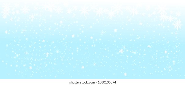 Nevada de invierno y fondo azul de copas de nieve. Navidad en invierno frío y antecedentes de Año Nuevo. Ilustración vectorial.