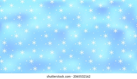 Winter snowfall and snowflakes on blue background.Seamless pattern for christmas and new year greeting cards, and invitations, and winter holiday season. Vector illustration.