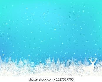 Winter snowfall and snowflakes on light blue background. Cold winter Christmas and New Year background. Vector illustration