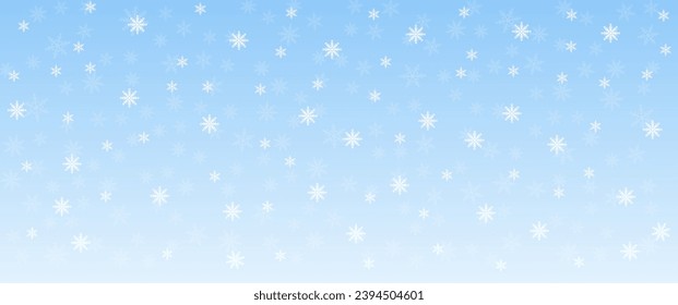 Winter Snowfall and snowflakes turquoise blue background. Cold winter Christmas and New Year background. Winter landscape with falling Christmas shining beautiful snow.	
