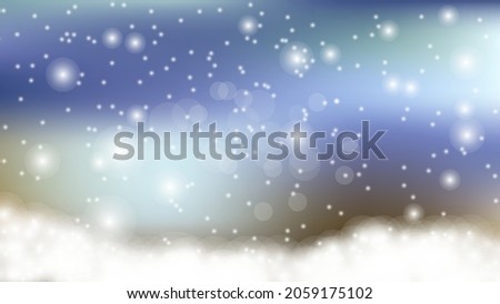 Winter Snowfall and snowflakes turquoise blue background. Christmas and New Year background. Vector illustration.