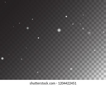 Winter Snowfall Vector Holidays on Transparent Background. Isolated Realistic Snow Confetti Snowflake Scatter Falling Down. Random Moving Realistic Snow Confetti, Christmas New Year Frost Decoration