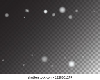 Winter Snowfall Vector Holidays on Transparent Background. Realistic Snow Confetti Isolated Snowflake Scatter Falling Down. Textured Realistic Snow Confetti, Christmas, New Year Decoration Element