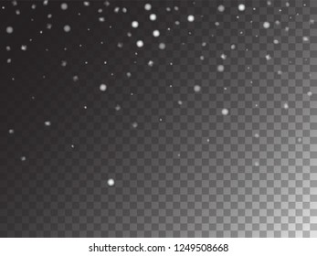 Winter Snowfall Vector Holidays on Transparent Background. Isolated Realistic Snow Confetti Falling Down, Cold Night Scatter. Hipster Gray Scale Realistic Snow Confetti, Christmas, New Year Decoration