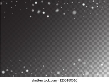 Winter Snowfall Vector Holidays on Transparent Background. Realistic Snow Confetti Isolated Snowflake Scatter Falling Down. 