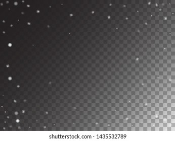 Winter Snowfall Vector Holidays on Transparent Background. Isolated Realistic Snow Confetti Snowflake Scatter Falling Down. Hipster Gray Scale Realistic Snow Confetti, Christmas, New Year Decoration