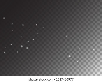 Winter Snowfall Vector Holidays on Transparent Background. Realistic Snow Confetti Isolated Snowflake Scatter Falling Down. Christmas New Year Hipster Gray Scale Realistic Winter Snowfall Border