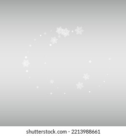 Winter Snowfall Vector Silver Background. Sky Snowflake Holiday. Gray Fantasy Illustration. Holiday Snow Transparent.