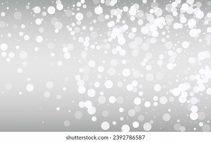 Winter Snowfall Vector Silver Background. Xmas Snow Transparent. Gray Holiday Texture. Abstract Blizzard Card.