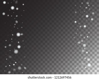 Winter Snowfall Vector Storm Trail Transparent Background. Isolated Snowflake Scatter, Realistic Snow Confetti Falling Down. Hipster Gray Scale Realistic Snow Confetti, Christmas, New Year Decoration