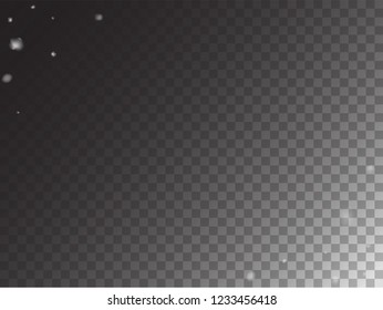 Winter Snowfall Vector Storm Trail Transparent Background. Isolated Snowflake Scatter, Realistic Snow Confetti Falling Down. Gray Scale Realistic Winter Snowfall Border, Christmas New Year Ad Pattern