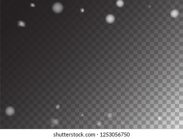 Winter Snowfall Vector Storm Trail Transparent Background. Isolated Realistic Snow Confetti Snowflake Scatter Falling Down. Gray Scale Funky Realistic Snow Confetti, Christmas, New Year Decoration