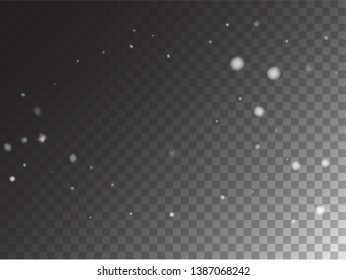 Winter Snowfall Vector Storm Trail Transparent Background. Realistic Snow Confetti Falling Down, Isolated Snowflake Scatter. Gray Scale Realistic Winter Snowfall Border, Christmas New Year Ad Pattern