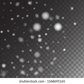 Winter Snowfall Vector Storm Trail Transparent Background. Isolated Realistic Snow Confetti Snowflake Scatter Falling Down. Gray Scale Realistic Winter Snowfall Border, Christmas New Year Ad Pattern