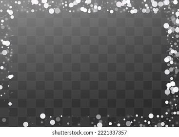 Winter Snowfall Vector Transparent Background. Christmas Snow Design. White New Texture. Sky Blizzard Holiday.