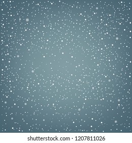 Winter snowfalls background. Wintry snowflakes backdrop. Christmas holiday falling snow template