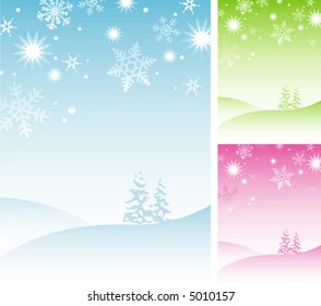 Winter Snowflake Background in 3 Colors. Flexible, easy-edit file