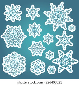 Winter Snowflake big set,Silhouette .Vector doodles.Decor elements