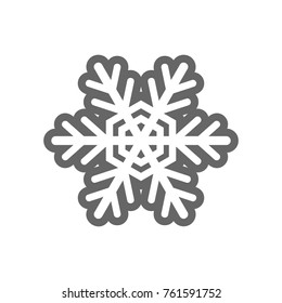 Winter snowflake black silhouette icon isolated on background