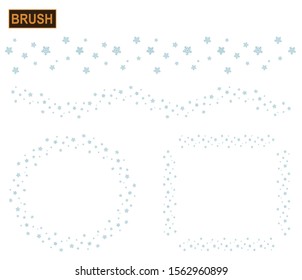 Winter snowflake brush for digital illustration. Christmas stars night. Snowflake stars for snow drawing.